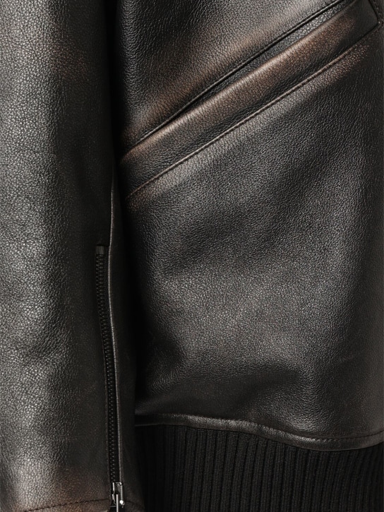 The Row: Kengia leather bomber jacket - Dark Brown - women_5 | Luisa Via Roma