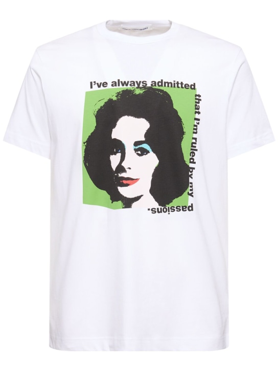 Comme des Garçons Shirt: Andy Warhol プリントコットンTシャツ - ホワイト - men_0 | Luisa Via Roma