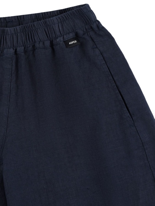 ASPESI: Pantalones anchos de lino - Azul Marino - kids-girls_1 | Luisa Via Roma