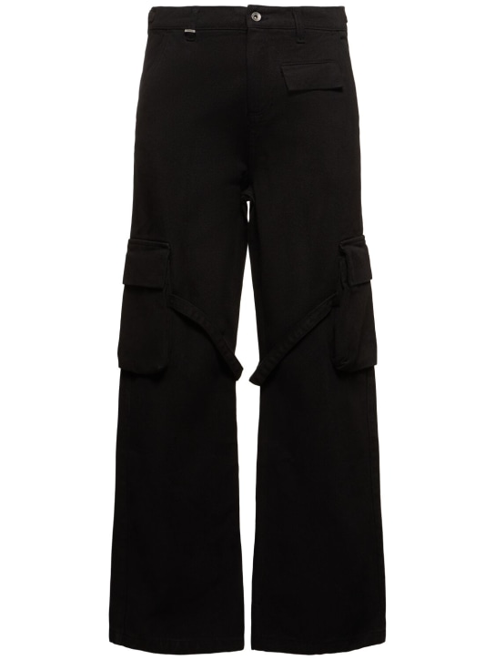 FLÂNEUR: Pantalones cargo de denim con bolsillo para móvil - Black Oc - men_0 | Luisa Via Roma