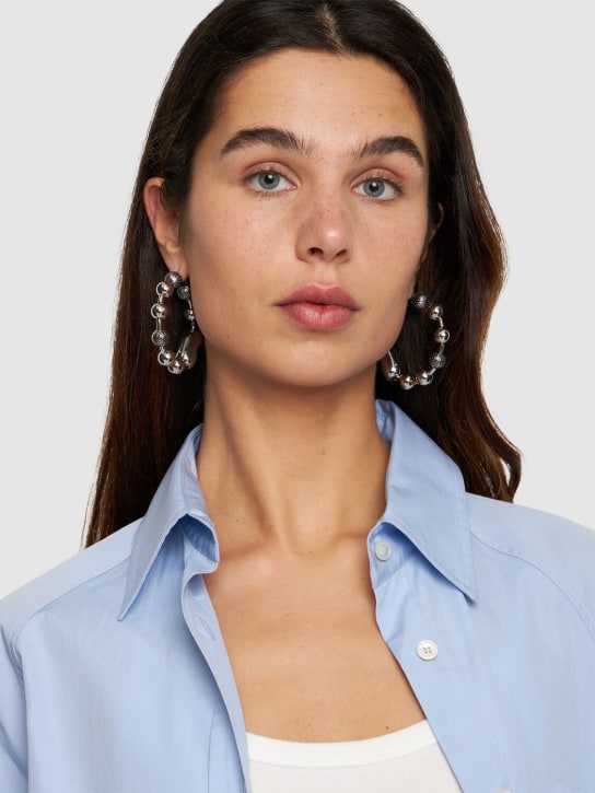 Marc Jacobs: Monogram ball chain hoop earrings - Silver - women_1 | Luisa Via Roma