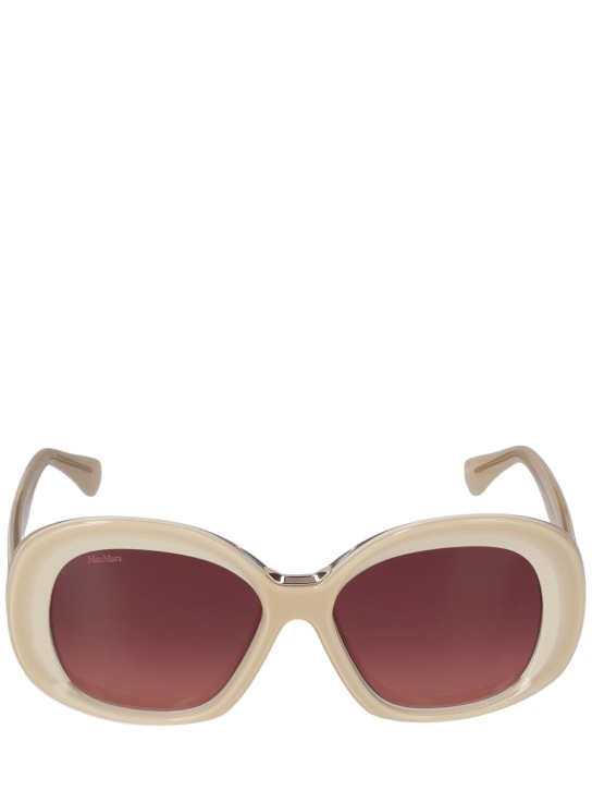 Max Mara: Edna round acetate sunglasses - Fil dişi/Kahverengi - women_0 | Luisa Via Roma