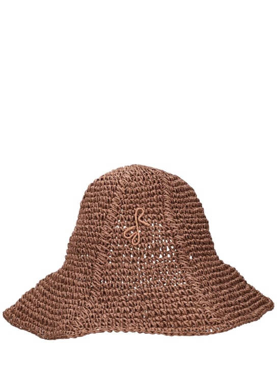 Ruslan Baginskiy: Monogram embellished knit hat - Brown - women_0 | Luisa Via Roma