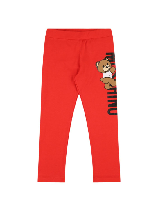 Moschino: Cotton jersey leggings - Kırmızı - kids-girls_0 | Luisa Via Roma