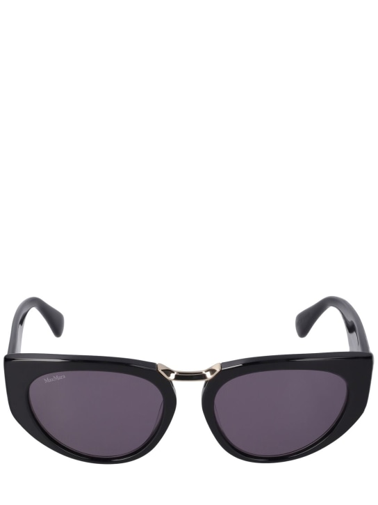 Max Mara: Bridge1 round acetate sunglasses - Black/Smoke - women_0 | Luisa Via Roma