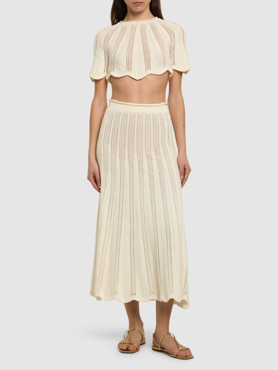 Forte_forte: Mercerized cotton crochet long skirt - White - women_1 | Luisa Via Roma