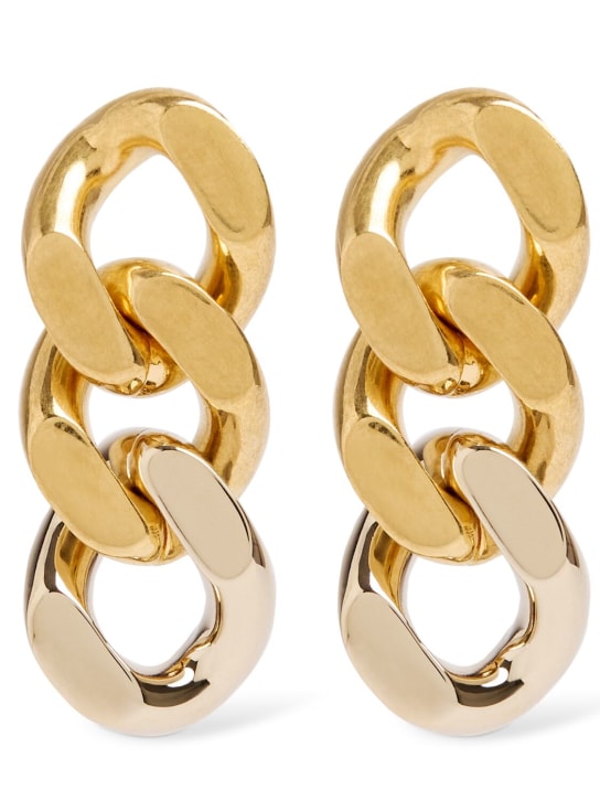 Saint Laurent: 3 curb chain links earrings - Gold/Silver - women_0 | Luisa Via Roma