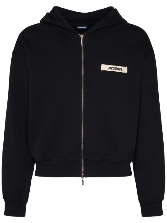 Jacquemus: Le Hoodie Gros Grain zip-up sweatshirt - men_0 | Luisa Via Roma