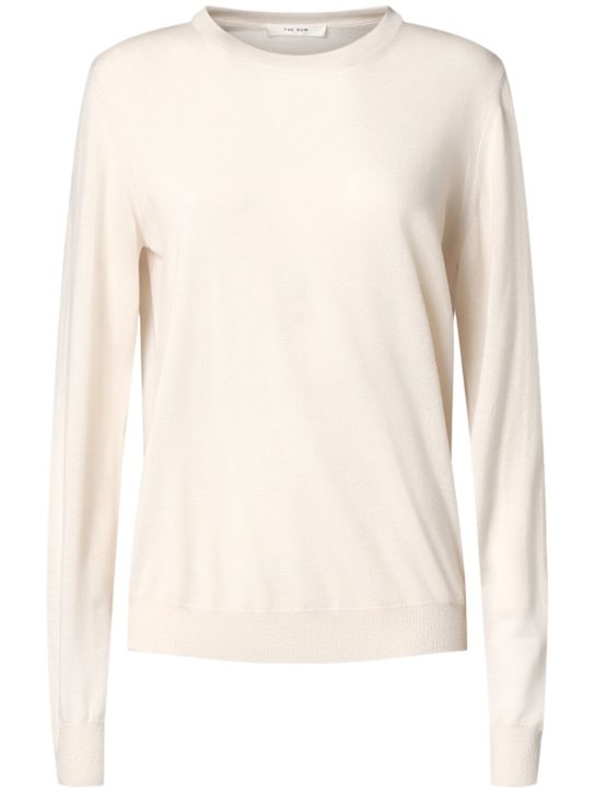The Row: Hover wool knit crewneck sweater - White - women_0 | Luisa Via Roma