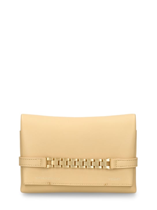 Victoria Beckham: Mini Chain leather pouch w/strap - Sesame - women_0 | Luisa Via Roma