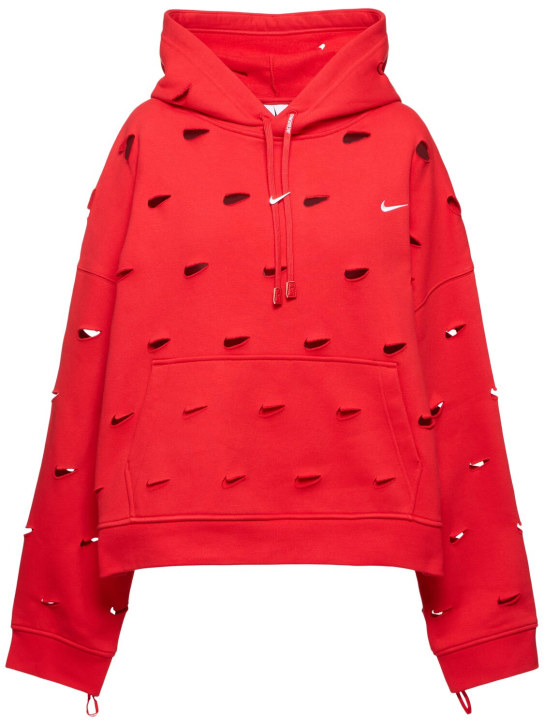 Nike: Jacquemus Swoosh hoodie - Red University - women_0 | Luisa Via Roma