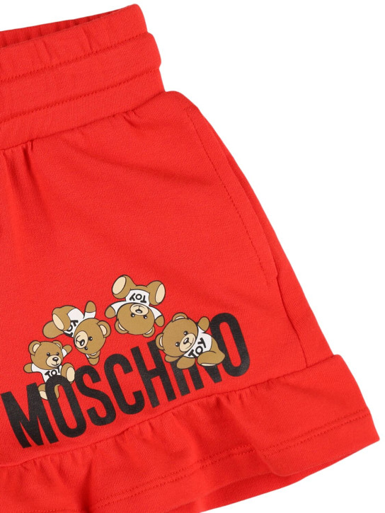 Moschino: Cotton sweat shorts - Red - kids-girls_1 | Luisa Via Roma