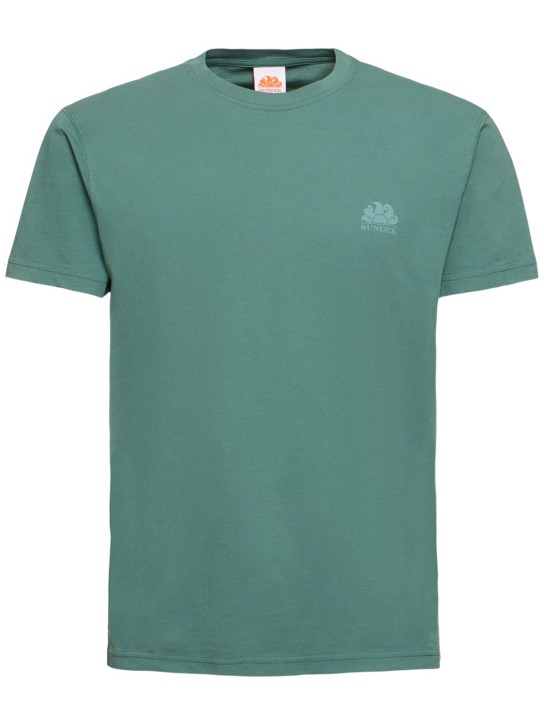 SUNDEK: T-Shirt aus Baumwolljersey mit Logodruck - Khaki - men_0 | Luisa Via Roma