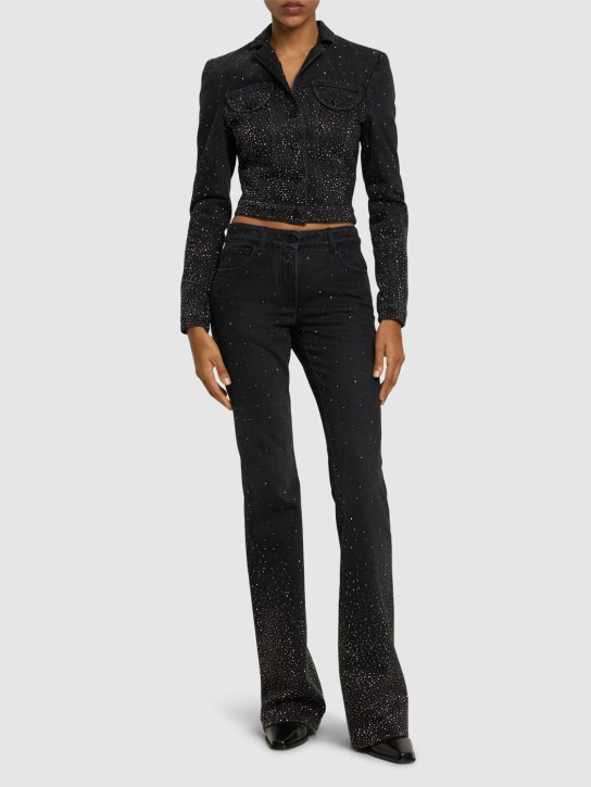Off-White: Bling denim 5 pockets flared jeans - Vintage Black - women_1 | Luisa Via Roma
