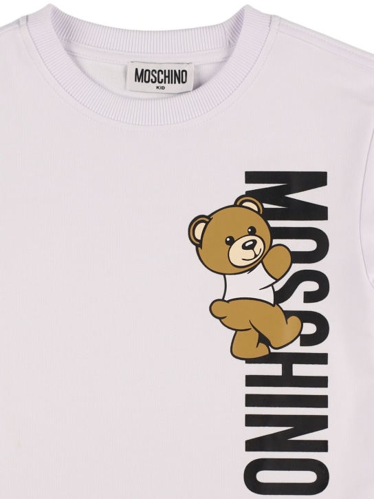 Moschino: Vestido mini de felpa de mezcla de algodón - Blanco - kids-girls_1 | Luisa Via Roma