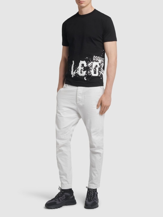 Dsquared2: Icon Splash printed cotton t-shirt - Black - men_1 | Luisa Via Roma