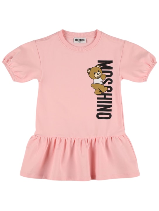 Moschino: 코튼 혼방 스웻 드레스 - 핑크 - kids-girls_0 | Luisa Via Roma