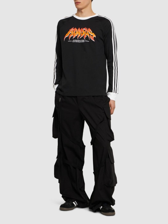 adidas Originals: Flames cotton long sleeve t-shirt - Siyah/Beyaz - men_1 | Luisa Via Roma