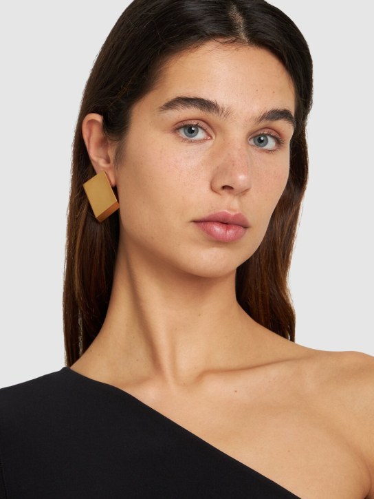 Versace: Clous d'oreilles à logo mosaïque - Or - women_1 | Luisa Via Roma