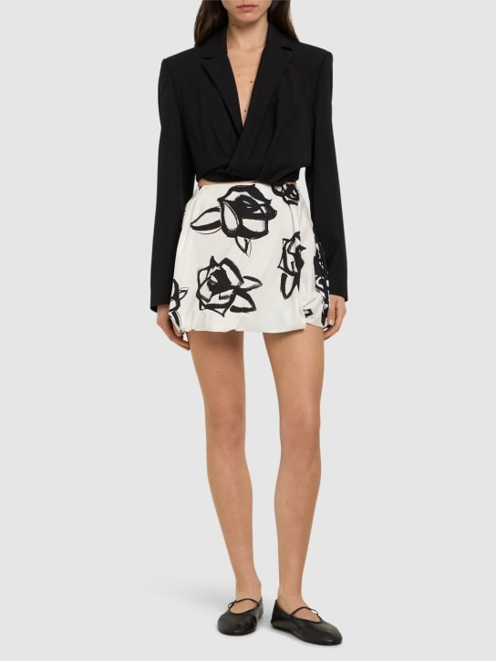 MSGM: Printed poplin cotton mini skirt - Black/White - women_1 | Luisa Via Roma
