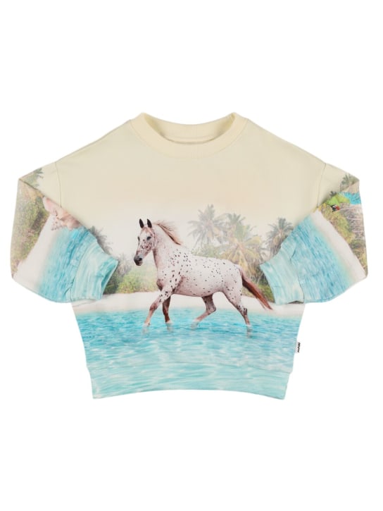 Molo: Sweat-shirt en coton biologique imprimé cheval - Multicolore - kids-girls_0 | Luisa Via Roma