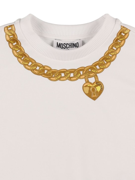 Moschino: コットンブレンドクロップドスウェットシャツ - ホワイト - kids-girls_1 | Luisa Via Roma