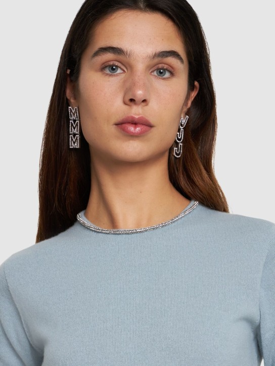 Marc Jacobs: Monogram crystal drop earrings - Gümüş - women_1 | Luisa Via Roma