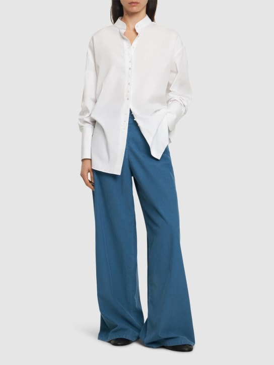 The Row: Pantalon ample en velours taille mi-haute Chan - Bleu Clair - women_1 | Luisa Via Roma