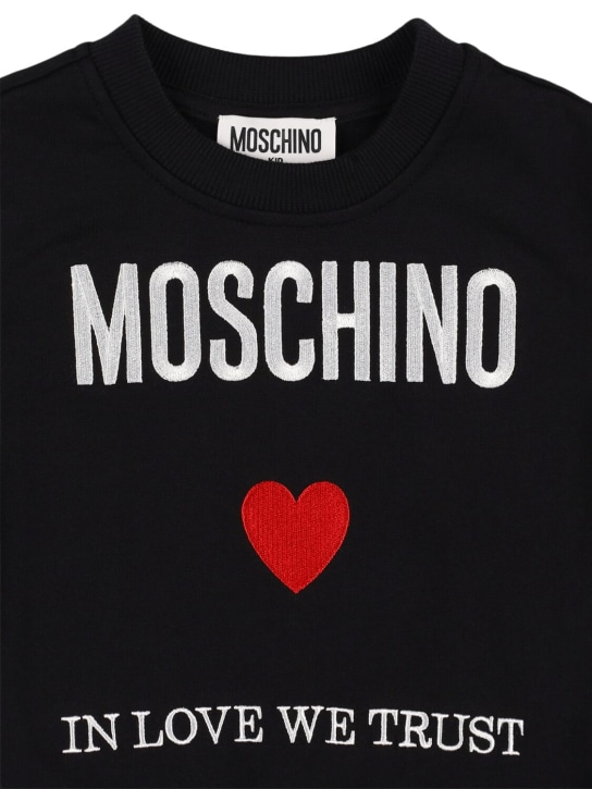 Moschino: 棉质圆领卫衣 - 黑色 - kids-girls_1 | Luisa Via Roma