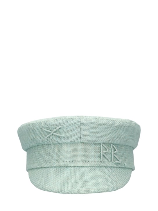 Ruslan Baginskiy: Embellished jute baker boy hat - Mint - women_0 | Luisa Via Roma