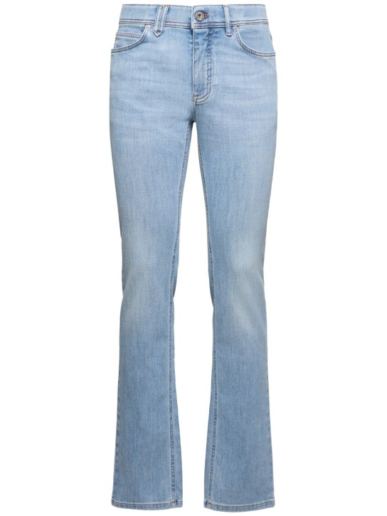 Brioni: Meribel stretch cotton denim jeans - Bright Blue - men_0 | Luisa Via Roma