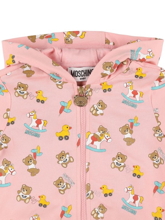 Moschino: Sweat-shirt à capuche & jogging en coton - Rose - kids-girls_1 | Luisa Via Roma