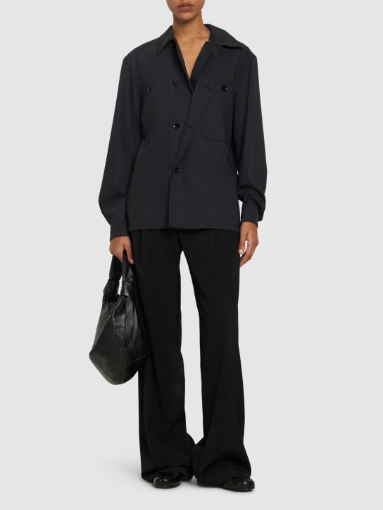 Lemaire: Weiches Military-Overshirt aus Wolle - Jet Black - women_1 | Luisa Via Roma