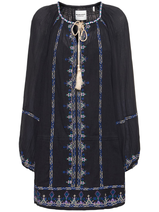 Marant Etoile: Robe courte en coton Parsley - Noir - women_0 | Luisa Via Roma