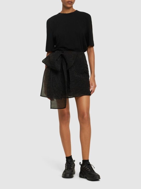 Cecilie Bahnsen: Gigi matelassé bow mini skirt - Black - women_1 | Luisa Via Roma