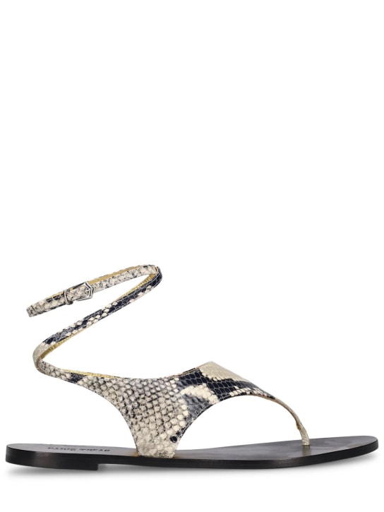 Paris Texas: 5mm Amalfi python print flat sandals - Siyah/Bej - women_0 | Luisa Via Roma