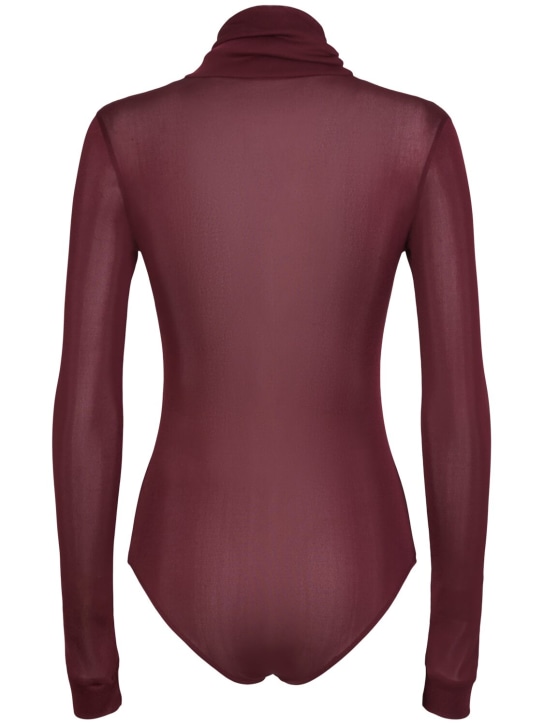 Maison Margiela: Viscose jersey turtleneck bodysuit - Burgundy - women_1 | Luisa Via Roma