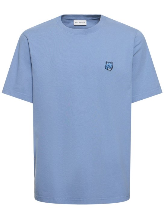 Maison Kitsuné: Camiseta con parche - Hampton Blue - men_0 | Luisa Via Roma