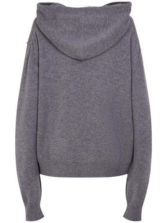 Maison Margiela: Hooded cashmere blend knit sweater - Grey - women_1 | Luisa Via Roma
