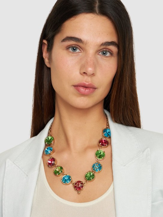 Dsquared2: D2 crystal collar necklace - Renkli/Altın - women_1 | Luisa Via Roma
