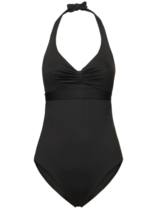 Max Mara: Chiara jersey one piece swimsuit - Siyah - women_0 | Luisa Via Roma