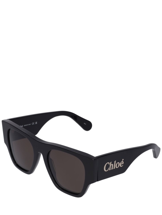 Chloé: Eckige, oversized Sonnenbrille aus Bio-Acetat - Schwarz/Grau - women_1 | Luisa Via Roma