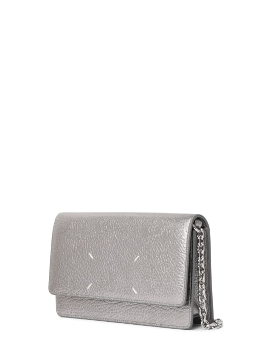 Maison Margiela: Medium metallized grainy leather bag - Silver - women_1 | Luisa Via Roma