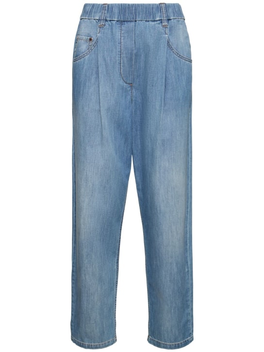 Brunello Cucinelli: Light denim wide jeans - Light Blue - women_0 | Luisa Via Roma