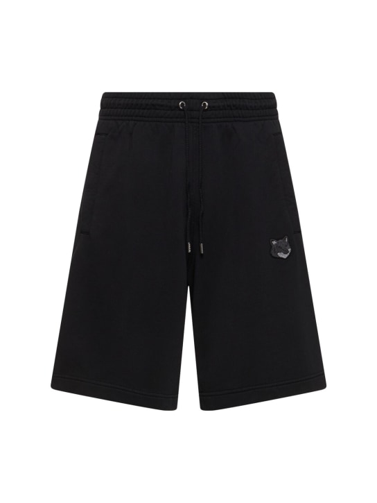 Maison Kitsuné: Shorts oversize con parche - Negro - men_0 | Luisa Via Roma