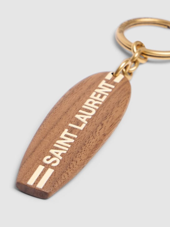 Saint Laurent: Surf logo keychain - Wood - men_1 | Luisa Via Roma