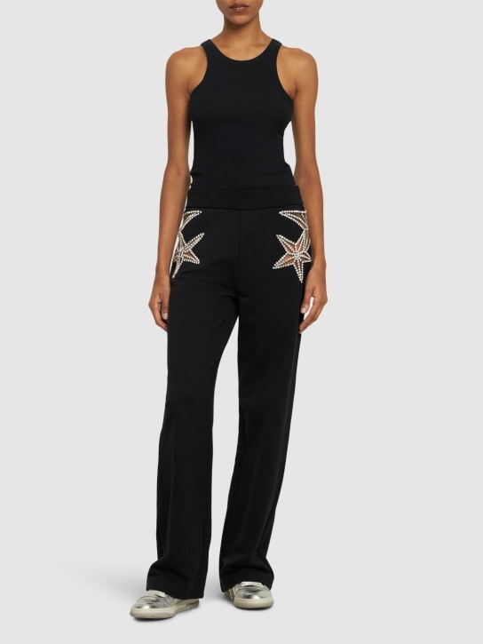 Dsquared2: Embroidered stars straight pants - Siyah - women_1 | Luisa Via Roma