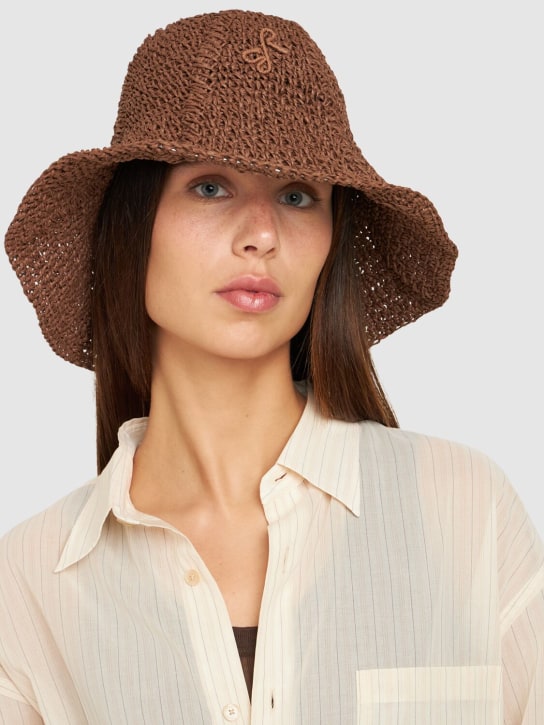 Ruslan Baginskiy: Monogram embellished knit hat - Brown - women_1 | Luisa Via Roma