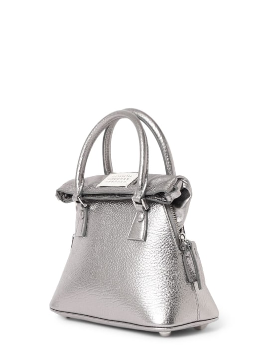 Maison Margiela: Micro 5Ac Classique metallic leather bag - Metallic Grey - women_1 | Luisa Via Roma