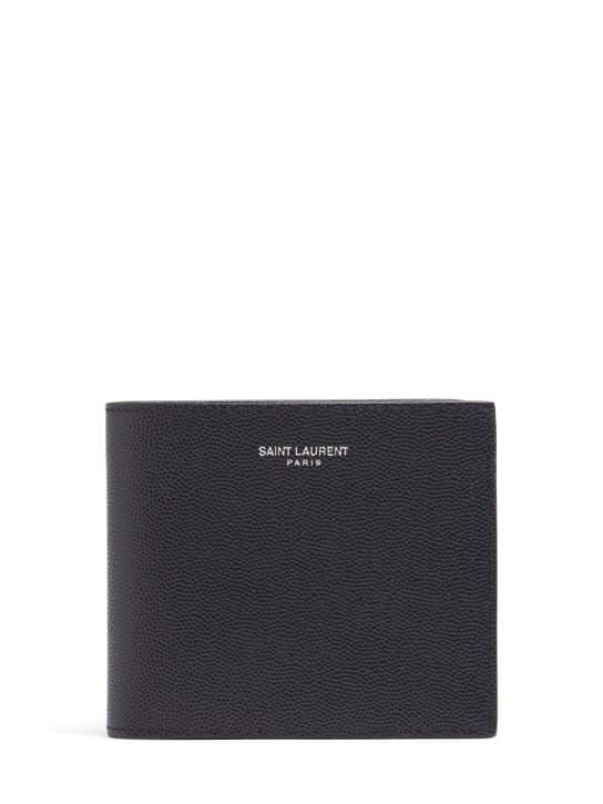 Saint Laurent: Leather wallet - Black - men_0 | Luisa Via Roma